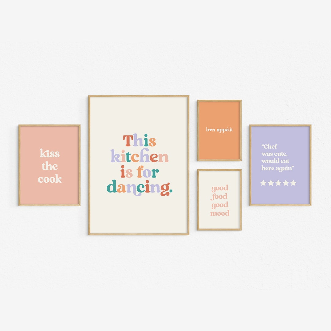 kitchen wall art set of 6 fun foodie prints this... This Kitchen is for Dancing, Modern Kitchen Decor, Chef Was Cute ...