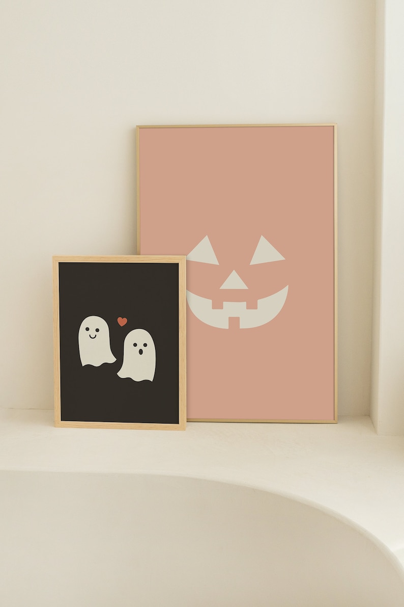 Ghost Print, Halloween art printable, Cute ghost print, Spooky prints, Cute halloween print, Autumn wall art, Fall aesthetic decor image 2