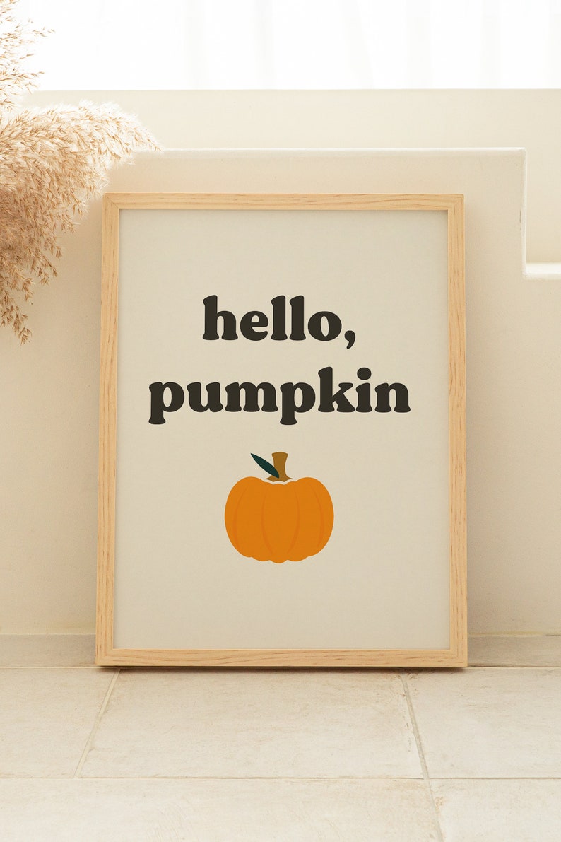 Hello Pumpkin Sign, Hello Pumpkin Baby Shower, Boho Halloween Print, Cute Fall Prints, Fall Baby Shower, Cute Halloween Prints, Autumn Decor image 3