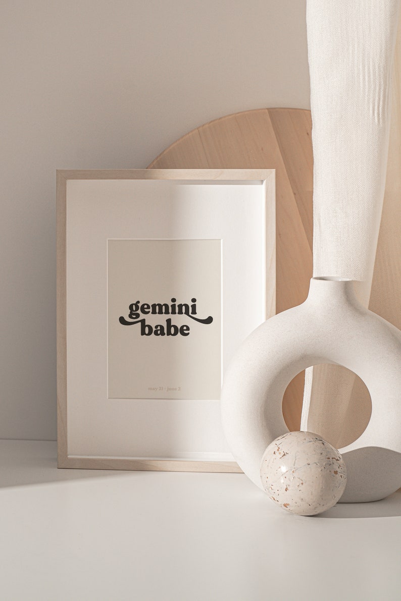 Gemini Poster, Babe Print, Zodiac printable art, Gemini Print, Star Sign Print, Astrology Decor, Gemini gifts, Astrology wall art image 3