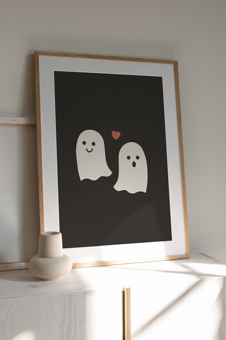 Ghost Print, Halloween art printable, Cute ghost print, Spooky prints, Cute halloween print, Autumn wall art, Fall aesthetic decor image 6