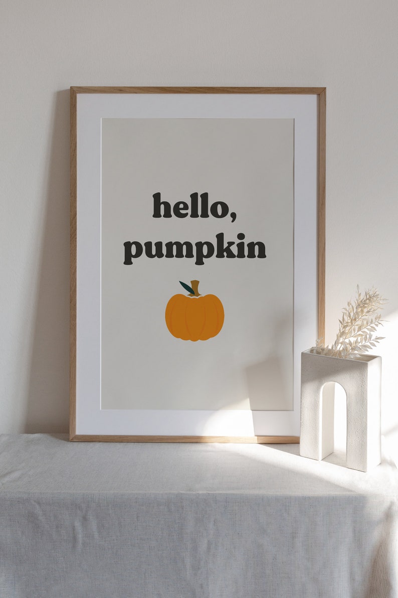 Hello Pumpkin Sign, Hello Pumpkin Baby Shower, Boho Halloween Print, Cute Fall Prints, Fall Baby Shower, Cute Halloween Prints, Autumn Decor image 6
