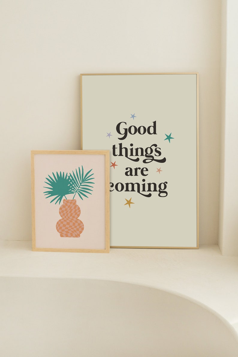 Good Things Are Coming Print, Pastel Room Decor, Wall Art Quotes, Minimalist Wall Art, Stars Nursery Print, Quote Poster, Digital Download image 6