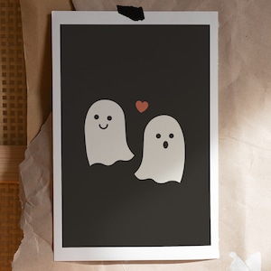 Ghost Print, Halloween art printable, Cute ghost print, Spooky prints, Cute halloween print, Autumn wall art, Fall aesthetic decor image 5