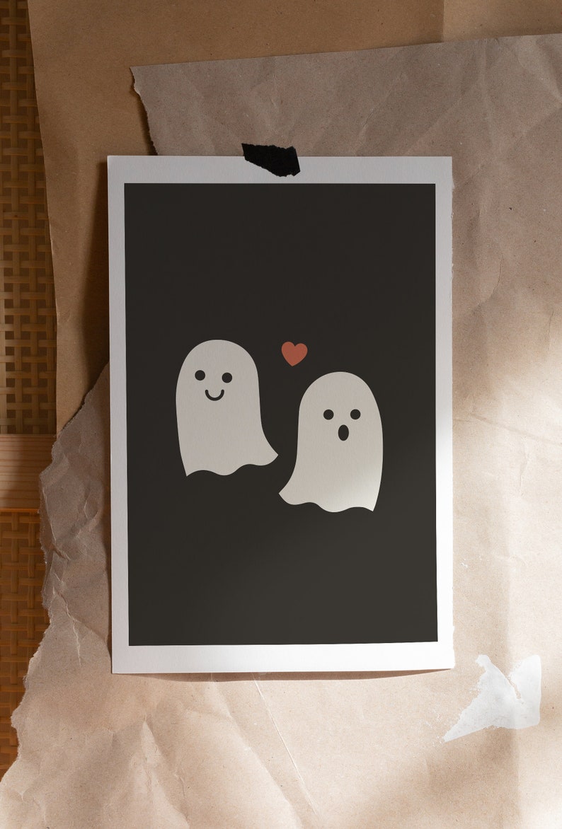 Ghost Print, Halloween art printable, Cute ghost print, Spooky prints, Cute halloween print, Autumn wall art, Fall aesthetic decor image 5