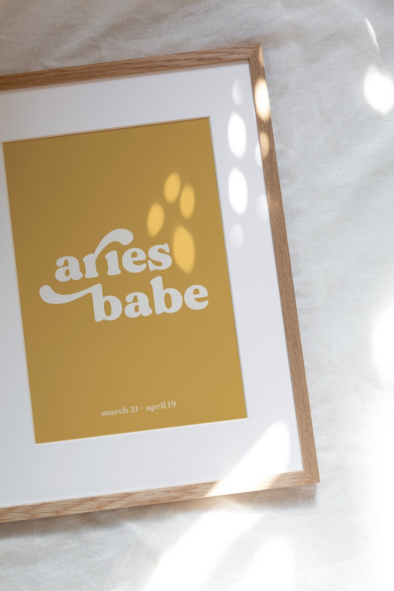 Aries Print, Astrology Art, Yellow Wall Art, Zodiac Sign Poster, Star Sign Print, Babe Poster, Printable Art, Aries Gifts, Dorm Decor image 3