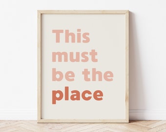 This Must Be The Place Print, Talking Heads Poster, 70s Decor, Retro Poster, Blush Pink Wall Art, Pastel Wall Art, Aesthetic Room Decor