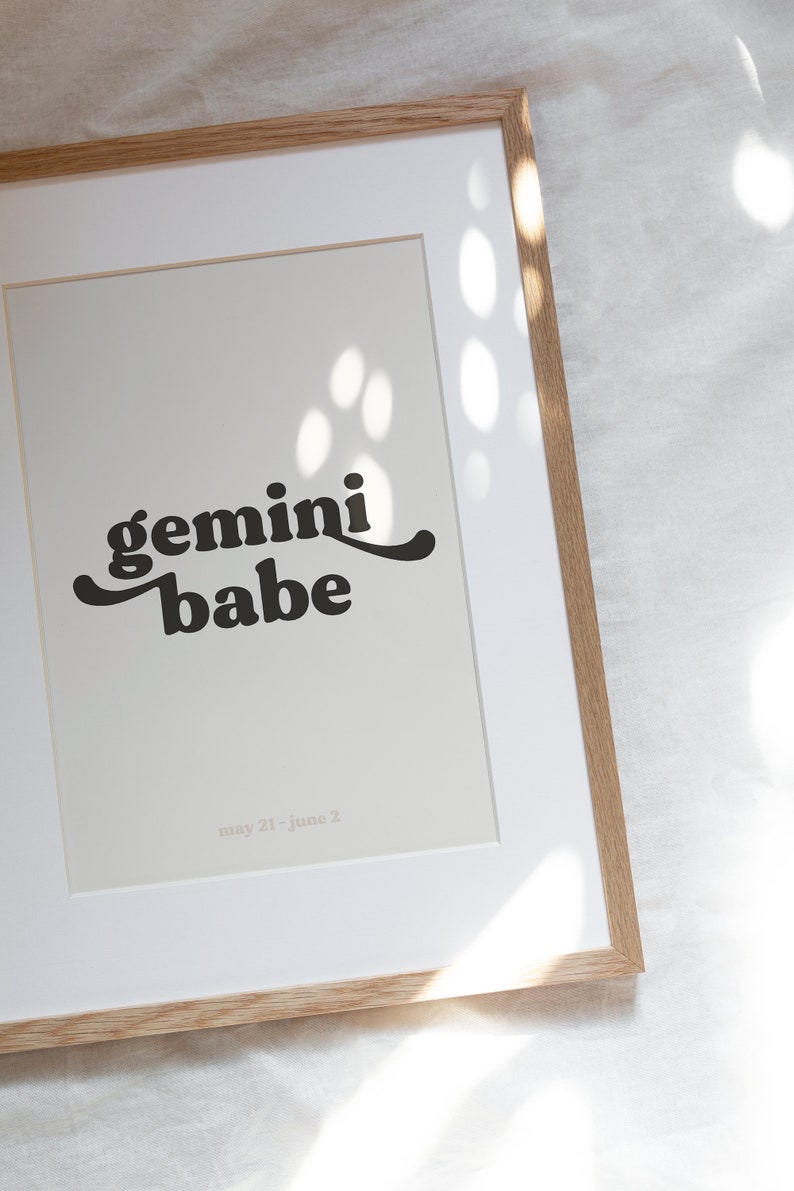 Gemini Poster, Babe Print, Zodiac printable art, Gemini Print, Star Sign Print, Astrology Decor, Gemini gifts, Astrology wall art image 2