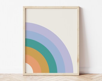 Rainbow Wall Art, Pastel Rainbow, Pastel Room Decor, Rainbow Nursery Decor, Geometric Art, Aesthetic Prints, 90s Wall Decor, Printable