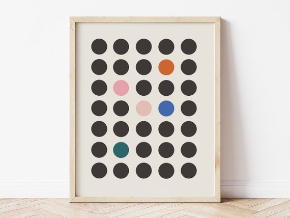 Colorful Minimalist Wall Art, Polka Dot Art, Bauhaus Print, Abstract Dots Print, Circle Wall Art, Mid Century Modern Decor, Modern Bedroom