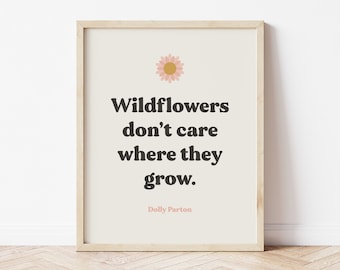 Dolly Parton Print, Blush Pink Wall Art, Dolly Parton Poster, Retro Flower Print, aesthetic posters, Feminist Poster, Digital download