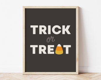 Trick or Treat Print, Halloween Prints, Cute halloween print, Candy Corn Decor, Modern Halloween Prints, Boho Halloween Decor, Fall Prints