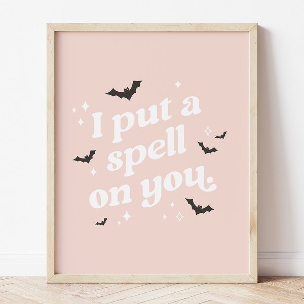 Pastel Halloween, Pink halloween decor, Girly halloween decor, I put a spell on you, Hocus Pocus decor, Boho Halloween Decor, Cute Halloween