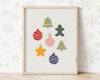 christmas ornament print, Colorful Christmas Decor, Modern Christmas Decor, minimalist christmas decor, trendy christmas decor,