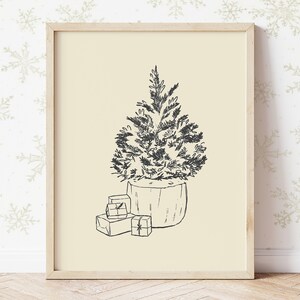 boho christmas decor, neutral christmas decor, vintage christmas prints, christmas tree print, classic christmas, retro christmas decor