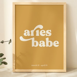 Aries Print, Astrology Art, Yellow Wall Art, Zodiac Sign Poster, Star Sign Print, Babe Poster, Printable Art, Aries Gifts, Dorm Decor image 6