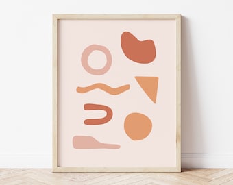 Abstract shape art, Pastel prints, Pink boho wall art, Aesthetic posters, Terracotta wall art, Pastel pink wall art, Aesthetic room decor