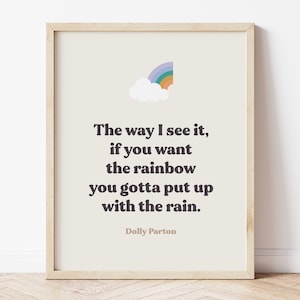 Dolly Parton Rainbow Quote, Rainbow Wall Art, Dolly Parton Poster, Feminist Poster, Dolly Quotes, Girl Power, Printable, Digital Download