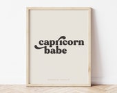 Capricorn Babe Typography Print, Zodiac Astrology Decor (Digital Download)