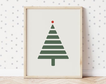 christmas tree print, minimalist christmas decor, modern christmas decor, neutral christmas decor, christmas tree line art, aesthetic prints