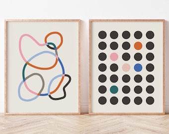 Abstract Print set of 2, Bauhaus Print, Modern Minimalist, Modern Wall Art, Minimal Wall Art, Printable, Abstract Wall Art, Shape Art Print