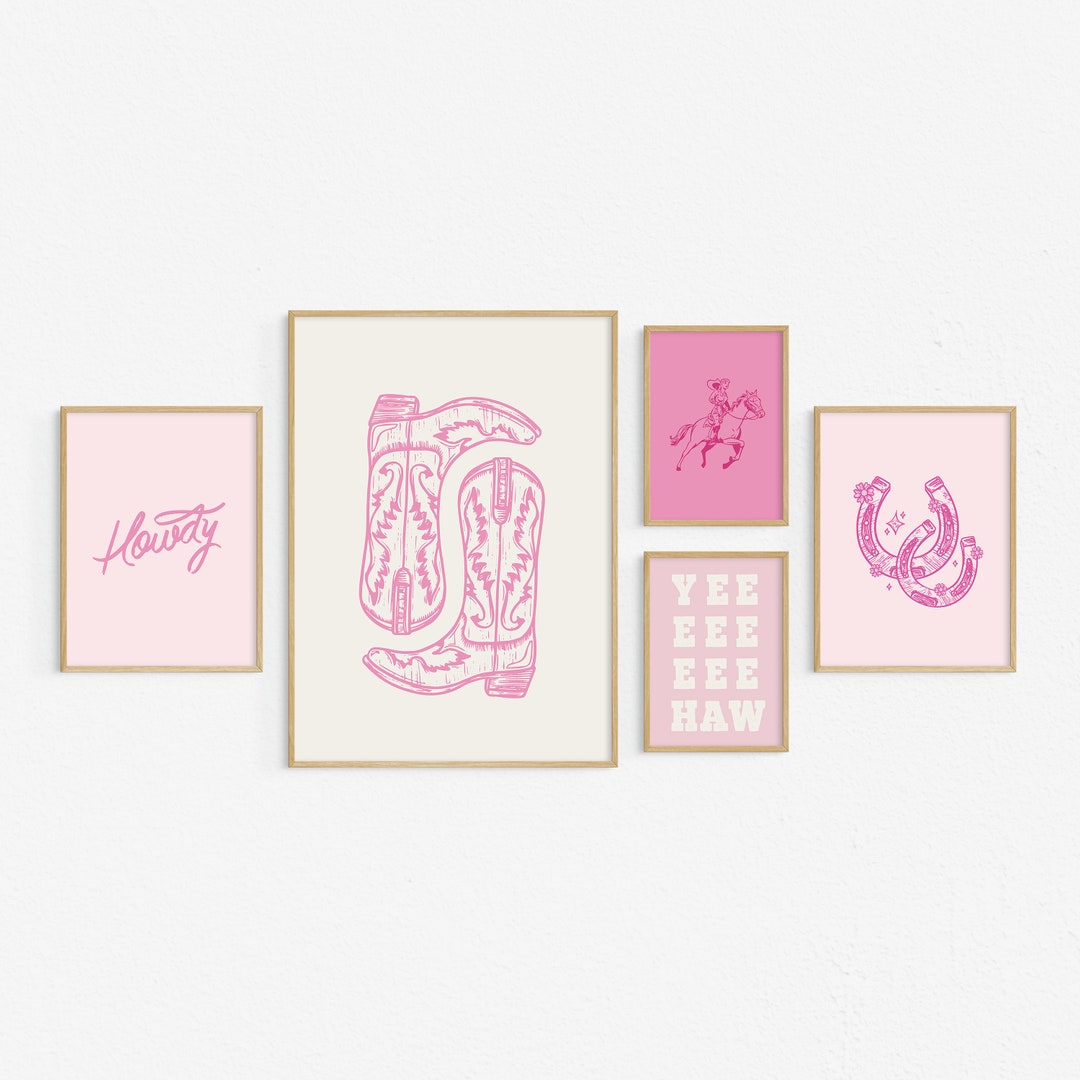 retro cowgirl art prints - set of 3 - digital download... Pink Cowgirl Boot Print, Coastal Cowgirl Print, Vintage Cowgirl Art ...