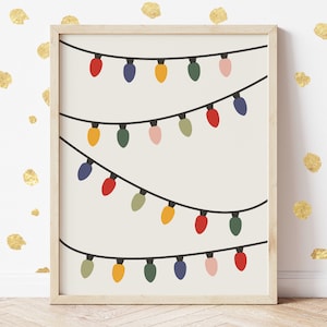 colorful christmas decor, retro christmas decor, christmas lights, modern christmas decor, trendy christmas, christmas art prints