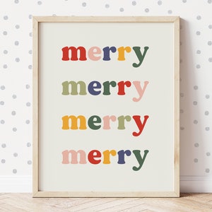 merry merry merry, colorful christmas decor, modern christmas decor, trendy christmas decor, preppy christmas decor, christmas art prints
