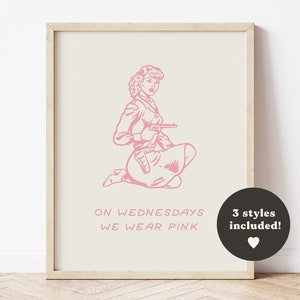 Mittwochs tragen wir rosa, süße Cowgirl-Drucke, Vintage-Cowgirl-Kunst, westliche ästhetische Drucke, minimalistische Western-Kunst, Retro-Western-Druck