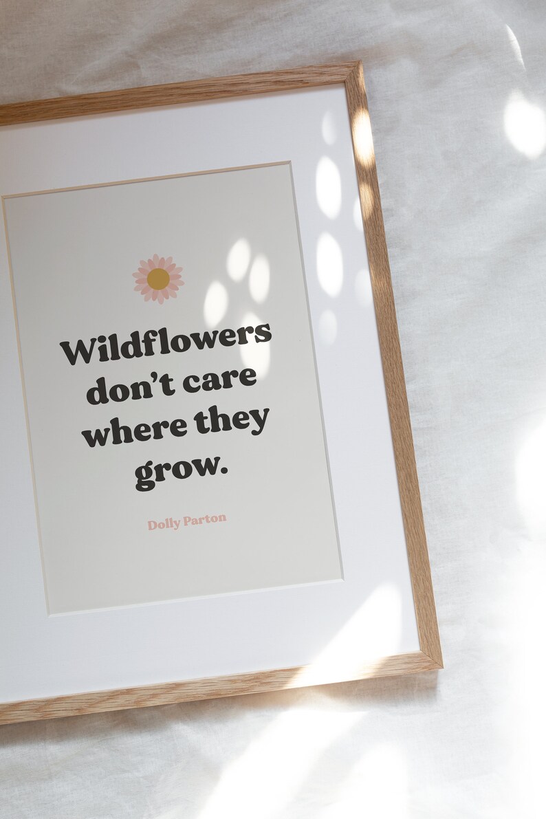 Dolly Parton Print Wildflower Quote Blush Pink Wall Art Etsy