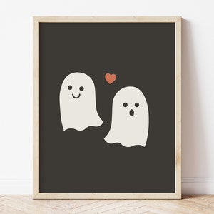 Ghost Print, Halloween art printable, Cute ghost print, Spooky prints, Cute halloween print, Autumn wall art, Fall aesthetic decor image 1