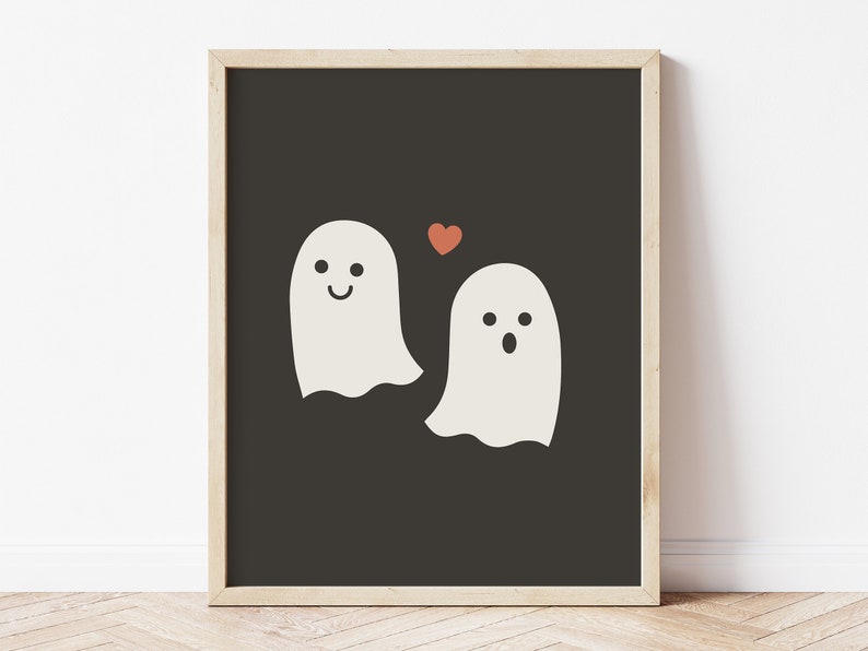 Ghost Print, Halloween art printable, Cute ghost print, Spooky prints, Cute halloween print, Autumn wall art, Fall aesthetic decor image 1