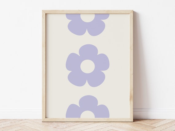 Flower Power Poster, Purple Wall Art, Retro Flower Print, Abstract Floral Art, Aesthetic Posters, Aesthetic Room Decor, Printable Art