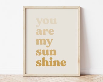 Arte de pared "Eres mi sol", lámina para habitación infantil con frases sobre el sol, habitación infantil en amarillo mostaza, arte infantil en tonos pastel, decoración infantil estilo bohemio.