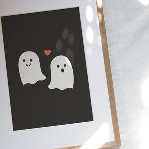 Ghost Print, Halloween art printable, Cute ghost print, Spooky prints, Cute halloween print, Autumn wall art, Fall aesthetic decor image 3