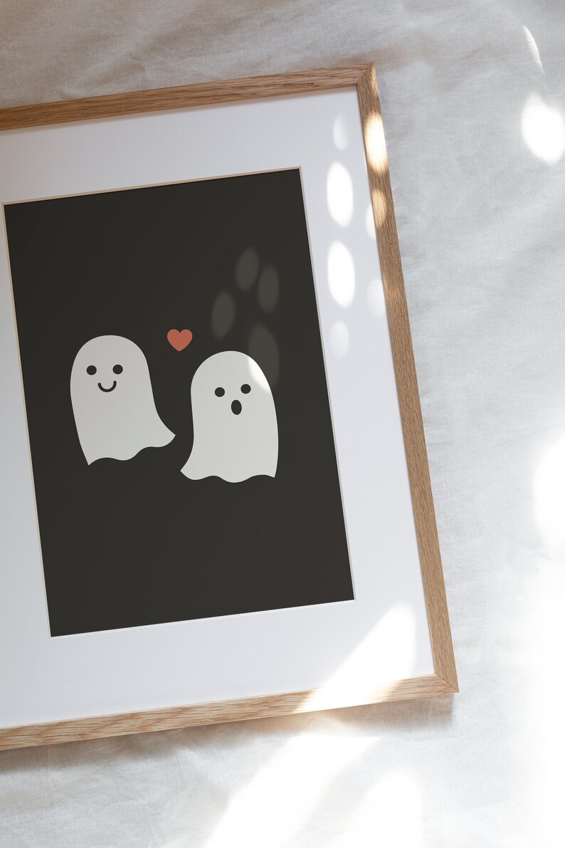 Ghost Print, Halloween art printable, Cute ghost print, Spooky prints, Cute halloween print, Autumn wall art, Fall aesthetic decor image 3