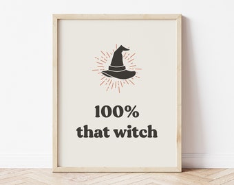 Halloween wall art, Halloween prints, Witch print, Witch Poster, Boho halloween print, Took a dna test, Witch decor aesthetic, Printable art