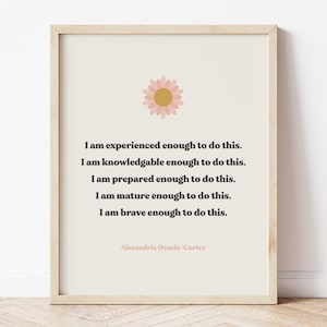 AOC poster, I Am Enough Sign, AOC quote print, Blush Pink Wall Art, Feminist Wall Art, Girl Power Print, pastel wall art, Affirmation Print