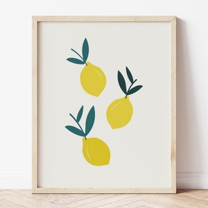 Lemon Art, Lemon Kitchen Decor, Citrus Wall Art, Fruit Market Print, Fruit Poster, Kitchen Prints, Aesthetic Room Decor, Digital Download