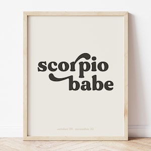 Scorpion Print, Scorpio Babe, Babe Print, Scorpio Zodiac Print, Scorpio Baby, Astrology Birthday Decor, 70s Wall Art, Retro Poster Print