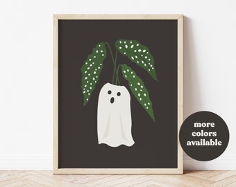 Ghost Print, Halloween Print, Begonia Print, Cute ghost print, Plant prints, Cute halloween print, modern halloween, aesthetic halloween