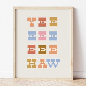 yeehaw print, Western aesthetic prints, minimalist western art, Cowboy art, Cowgirl Art, retro western print, vintage cowboy print