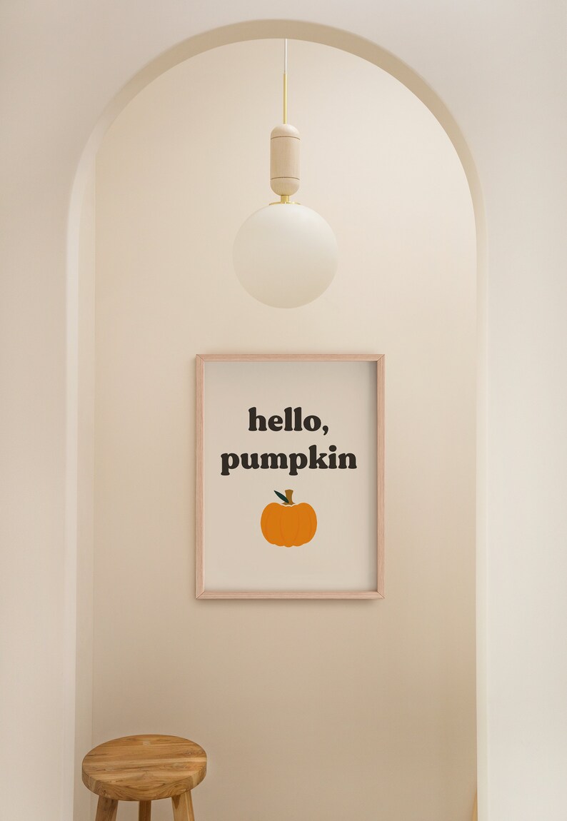 Hello Pumpkin Sign, Hello Pumpkin Baby Shower, Boho Halloween Print, Cute Fall Prints, Fall Baby Shower, Cute Halloween Prints, Autumn Decor image 4