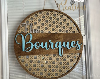 Personalized Rattan Door Hanger Laser Files SVG Glowforge cut Files door hanger laser cut files l welcome sign Rattan Pattern dxf lightburn