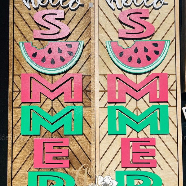 Hello Summer mini door leaner digital design welcome Laser file summer SVG hello summer Digital Download watermelon Decor front porch decor