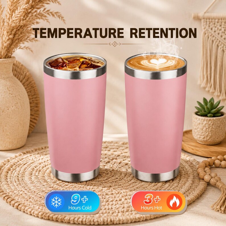 Pink Insulated Tumbler Stainless Steel Engraved Wildflower Travel Mug Botanical Drinkware Plant Enthusiast Gardener Gift Handmade Floral image 5