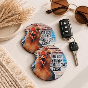 Funny Chicken Coaster Car Accessory Neoprene Holder Drink Mat Absorbent Protection Cup Design Farmhouse Style Humorous Gift Driver Humor