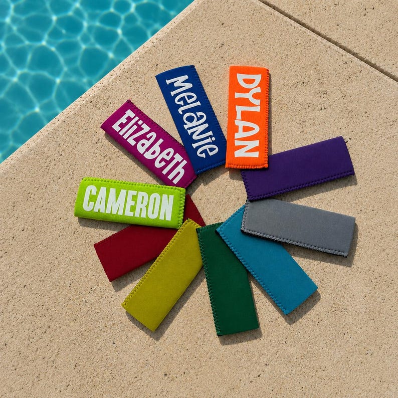 Personalized Popsicle Holder Custom Name Ice Pop Sleeve Neoprene Material Freezer Pop Birthday Party Favors Summer Pool Party Gift Class Celebration Ten Color Choices Glitter Glow Dark Vinyl Options Keeps Hands Warm Dry Eating Frozen Treats