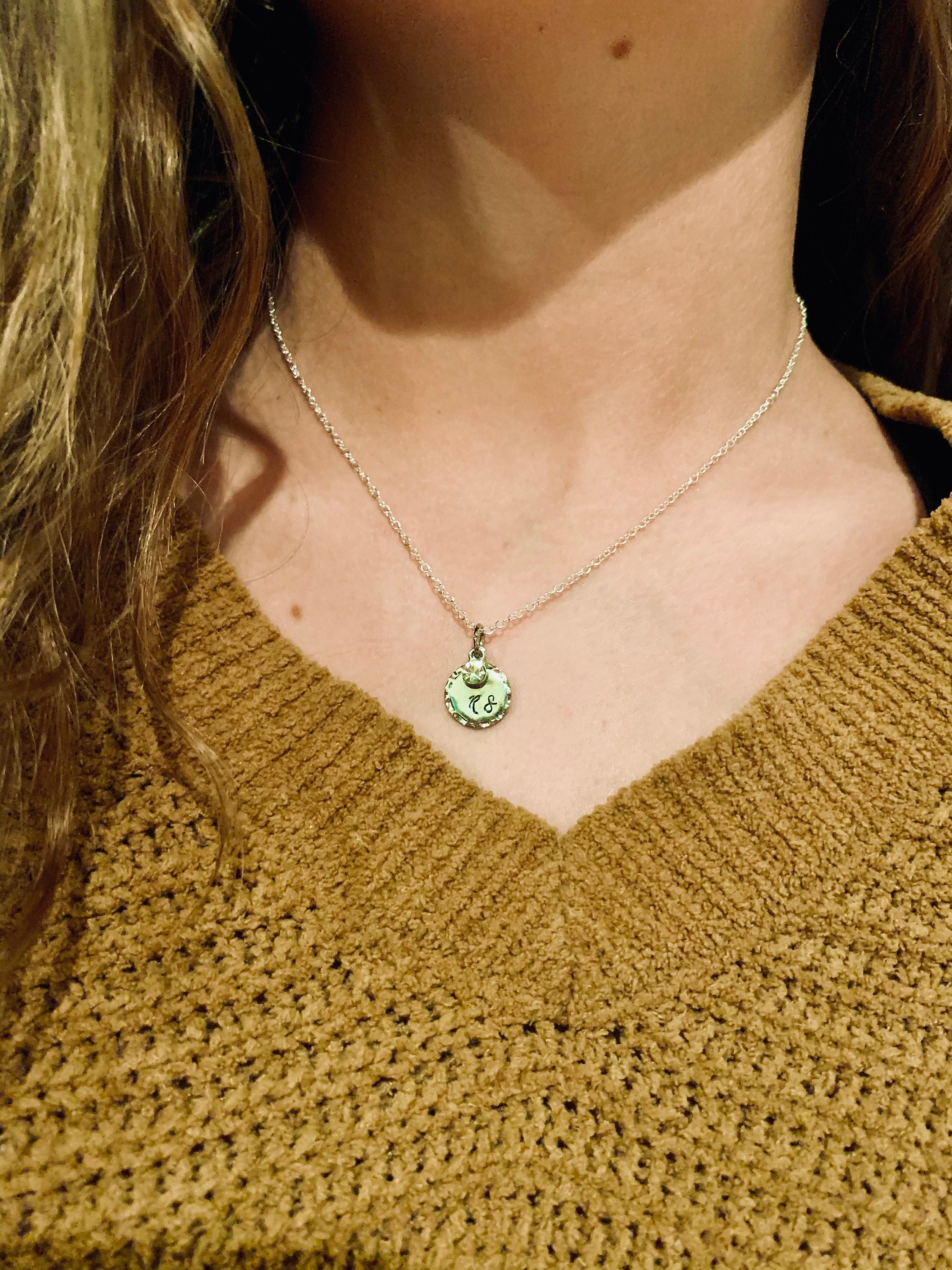 SILVER Custom Small Circle Necklace Etsy