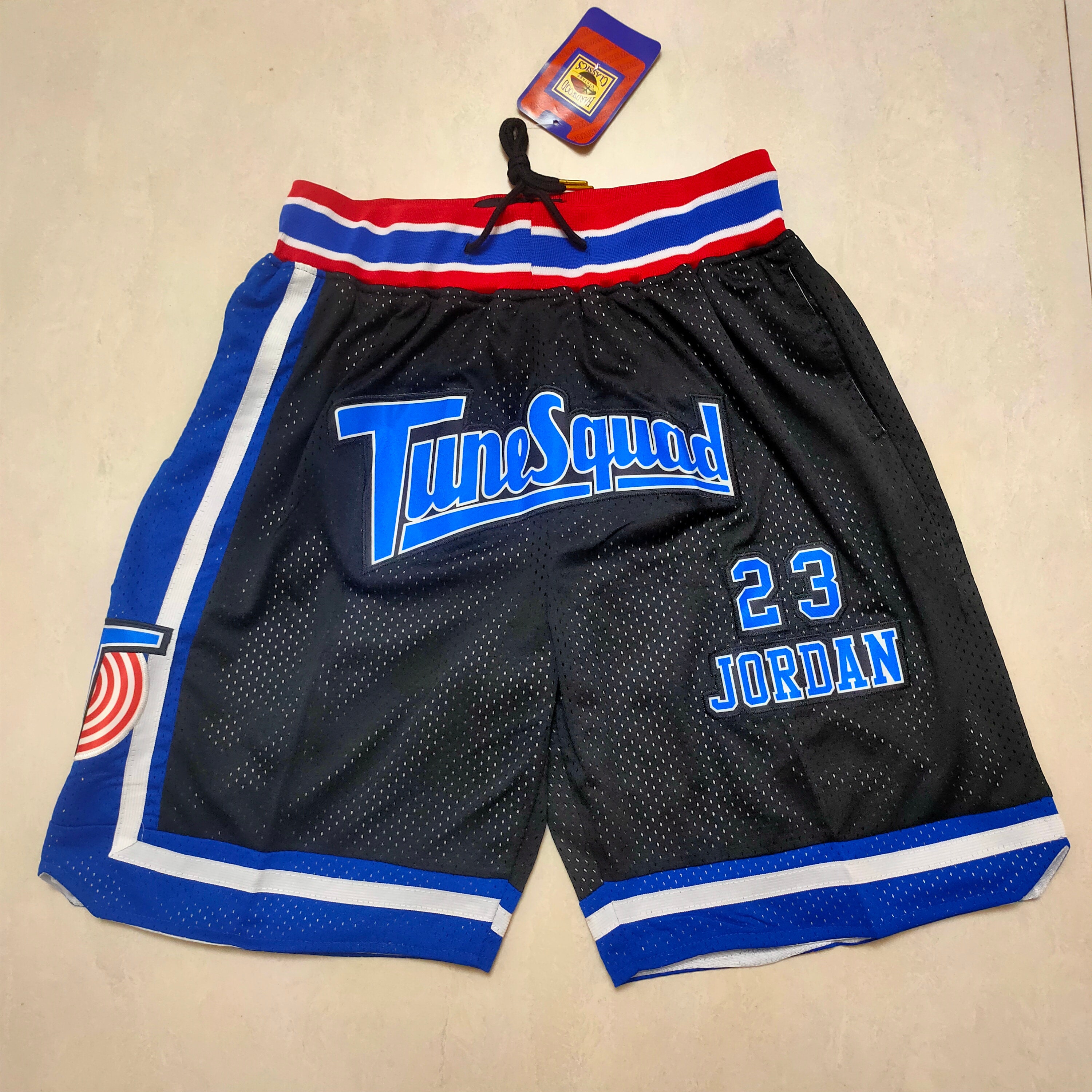Mens Space Jam Movie Basketball Shorts Tune-Squad Stitched Pants Halloween Hot 90S Hip Hop Party Clothing Black S-XXL 